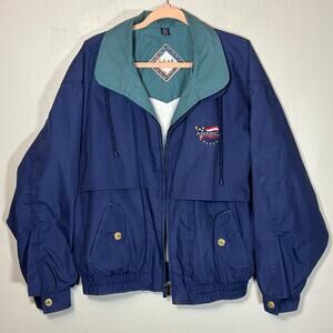 Vintage Gear for sports, embroidered USA Navy green full zip jacket, Men's Large